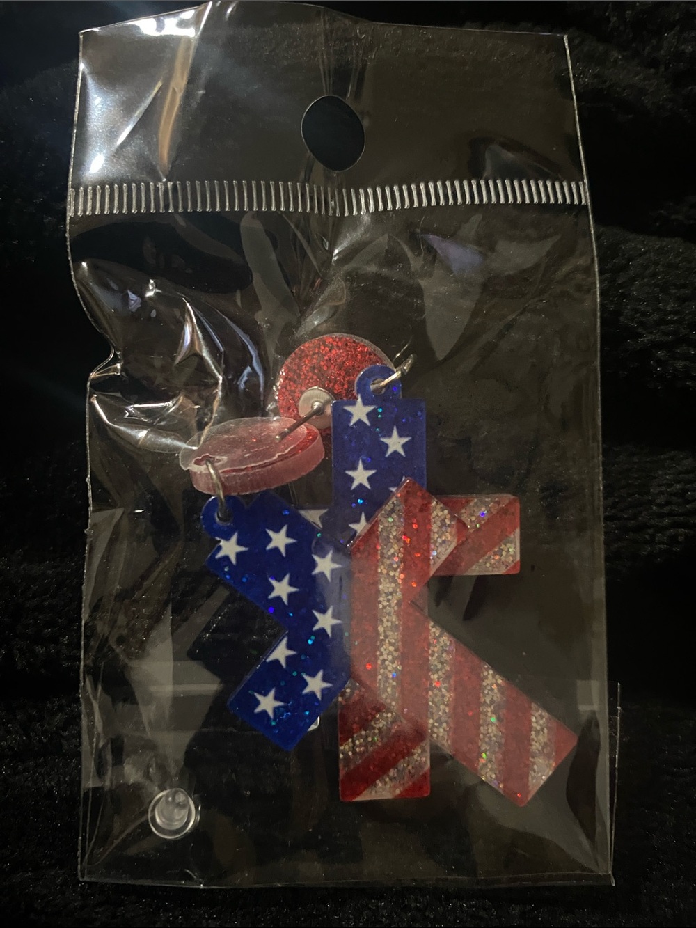Patriotic Red, White & Blue Cross-shaped Earrings